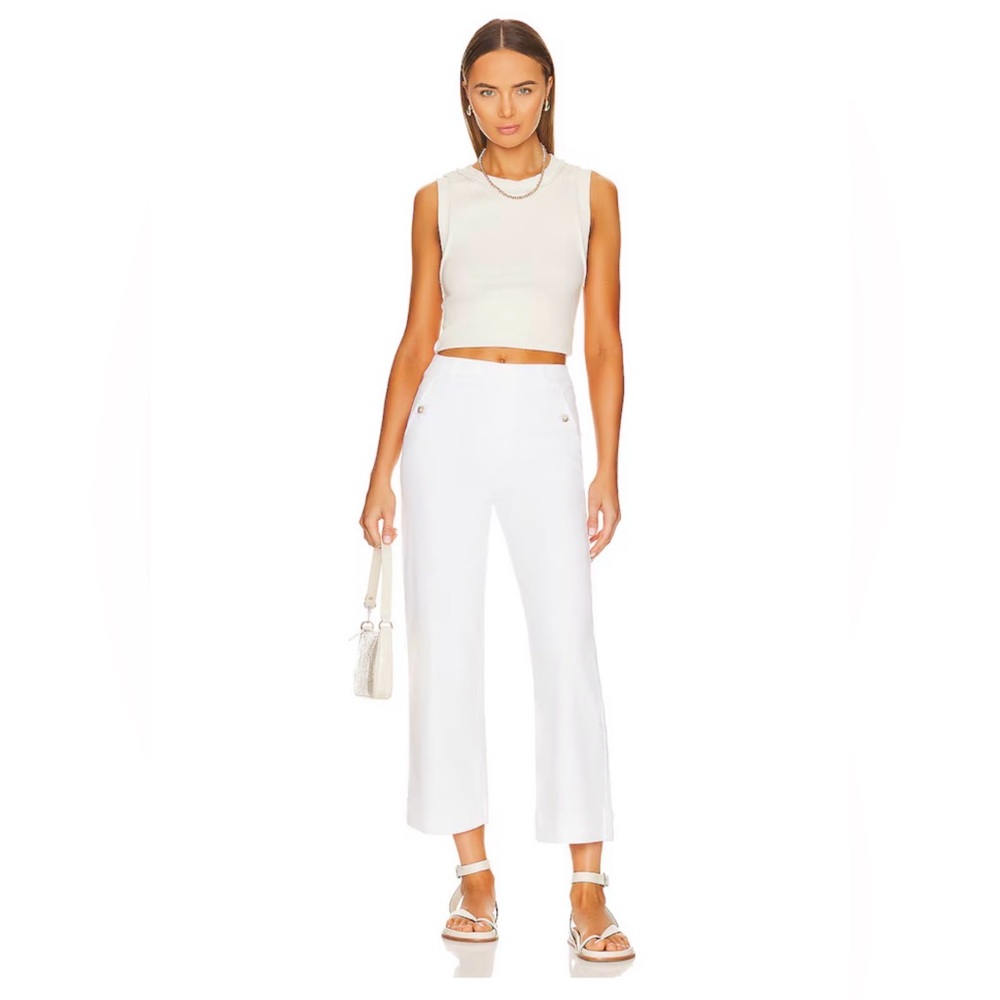 SPANX White Cropped Wide Leg Stretch Twill Pants Size Extra Large